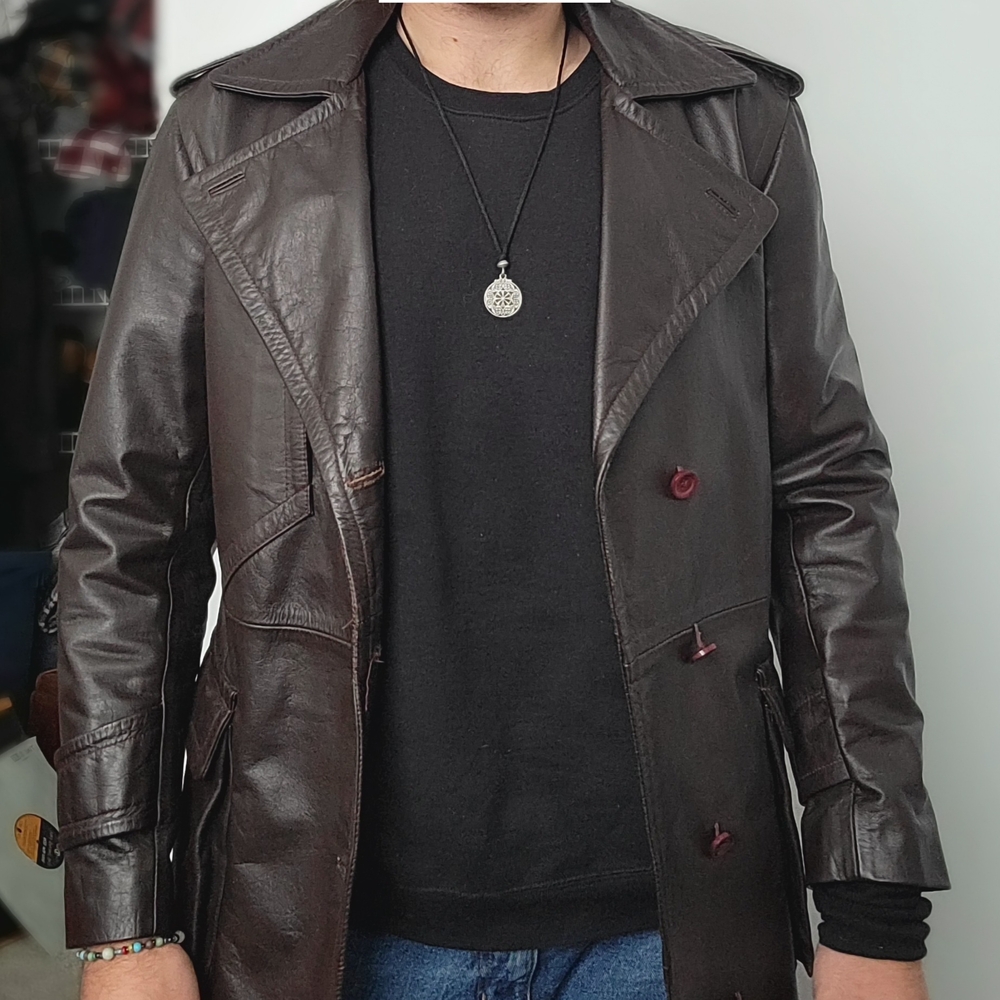 Men's Brown Bomber Jacket/Trench Coat - Picture 4 of 5